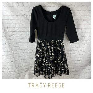 Tracy Reese Black & Gold A Line Dress